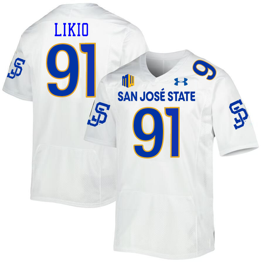 #91 Quincy Likio SJSU Jersey,San Jose State Spartans Football Jersey College Uniforms-White #91 Quincy Likio SJSU Jersey,San Jose State Spartans Football Jersey College Uniforms-White